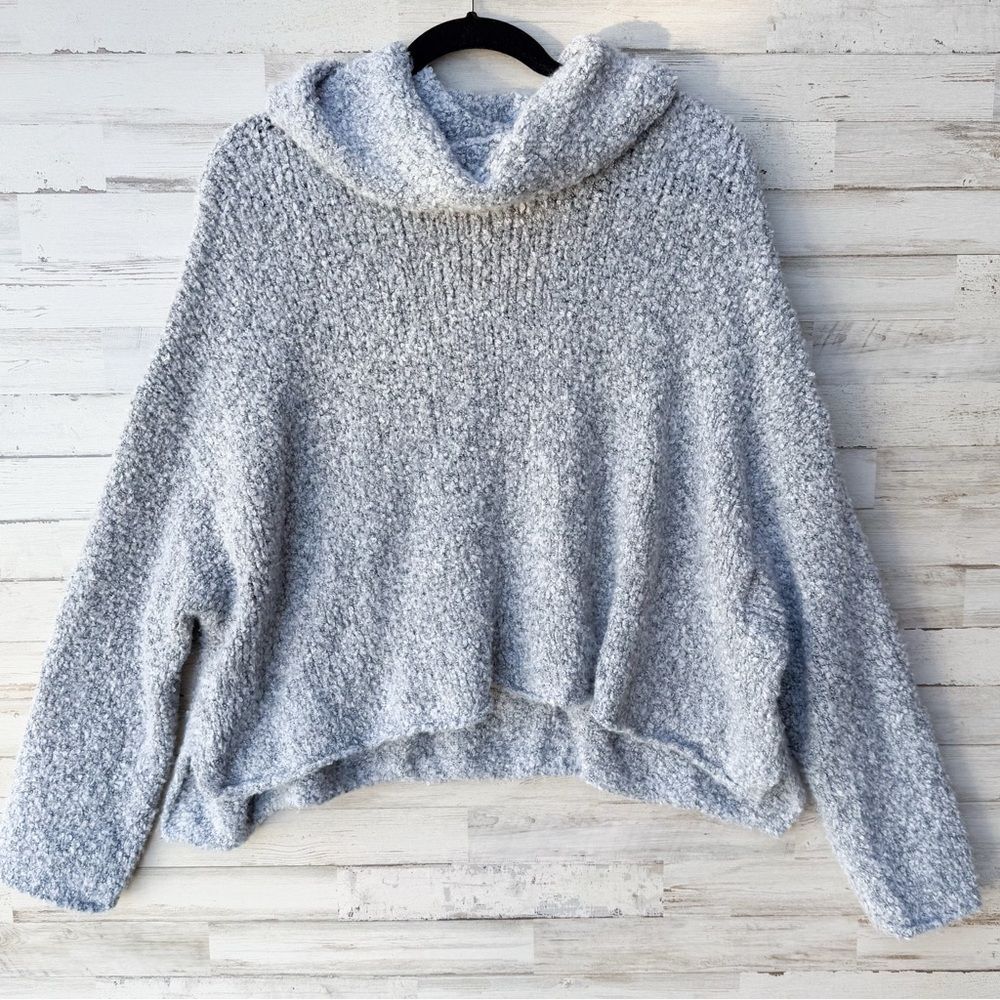 Free People BFF Cowl Neck Fuzzy Pullover Sweater Gray Women’s M Soft! - Picture 2 of 8